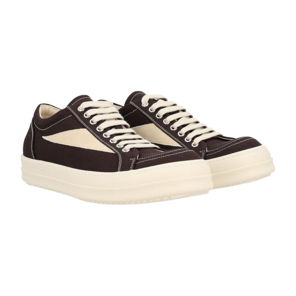 Rick Owens DRKSHDW Vintage Round Toe Low Canvas Sneakers Brown