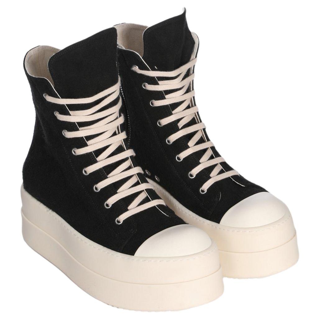 Rick Owens DRKSHDW Round Toe Zip High Top Sneakers Black