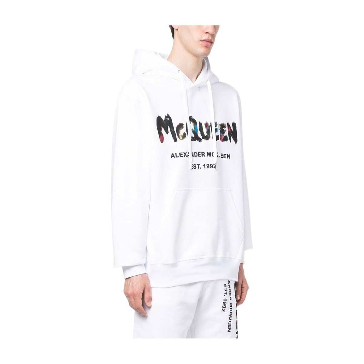 Alexander McQueen FW22 Graffiti Logo Hoodie White