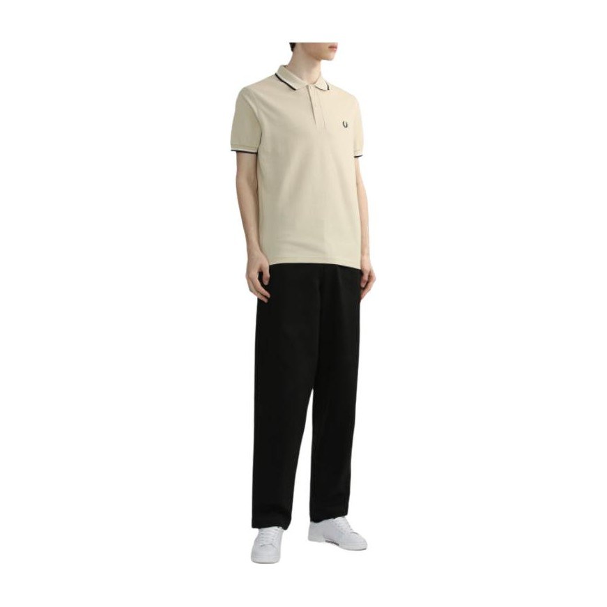 Fred Perry Logo Print Polo Khaki