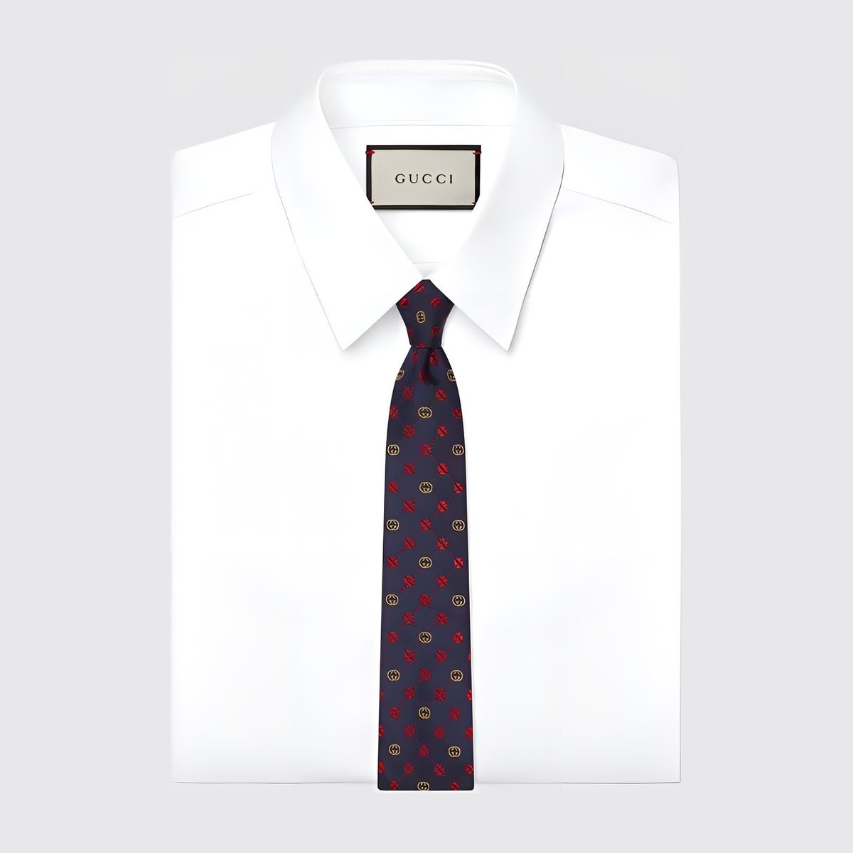 GUCCI Silk Tie Deep Blue/Red