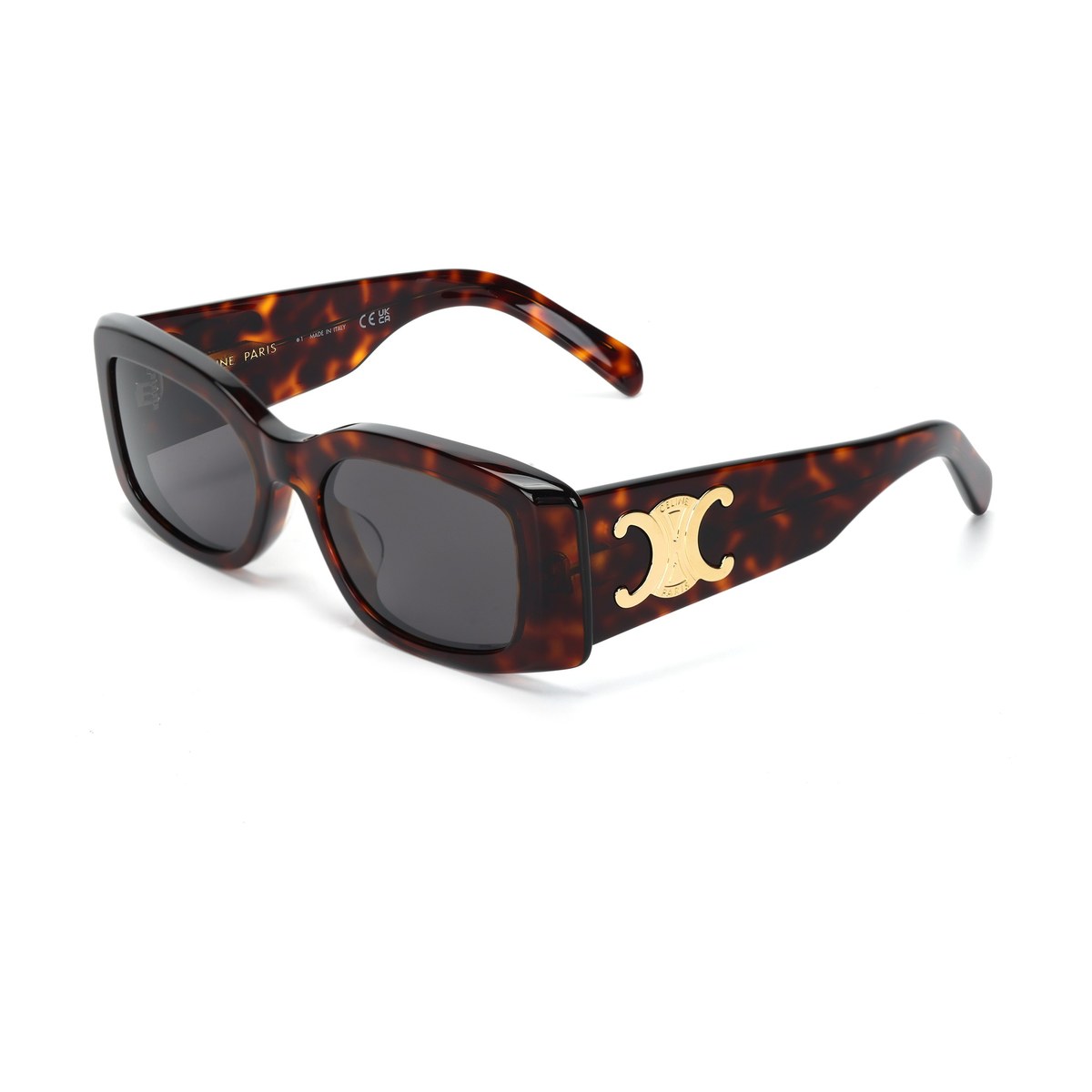 CELINE Logo Square Sunglasses Tortoiseshell