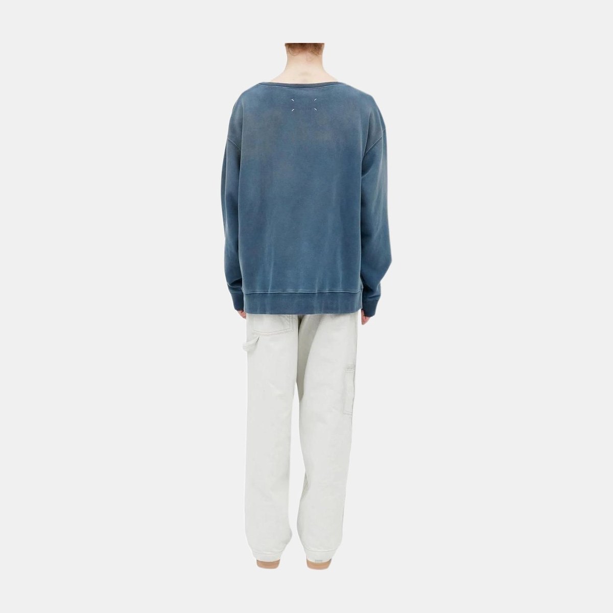 Maison Margiela Logo Embroidered Crewneck Sweatshirt Blue