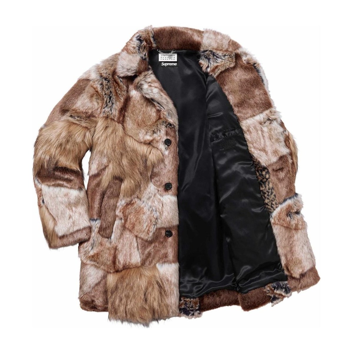 Supreme x MM6 Maison Margiela Patchwork Faux Fur Coat