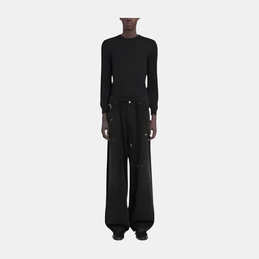 MM6 Maison Margiela Zip Pleated Wide Leg Jeans
