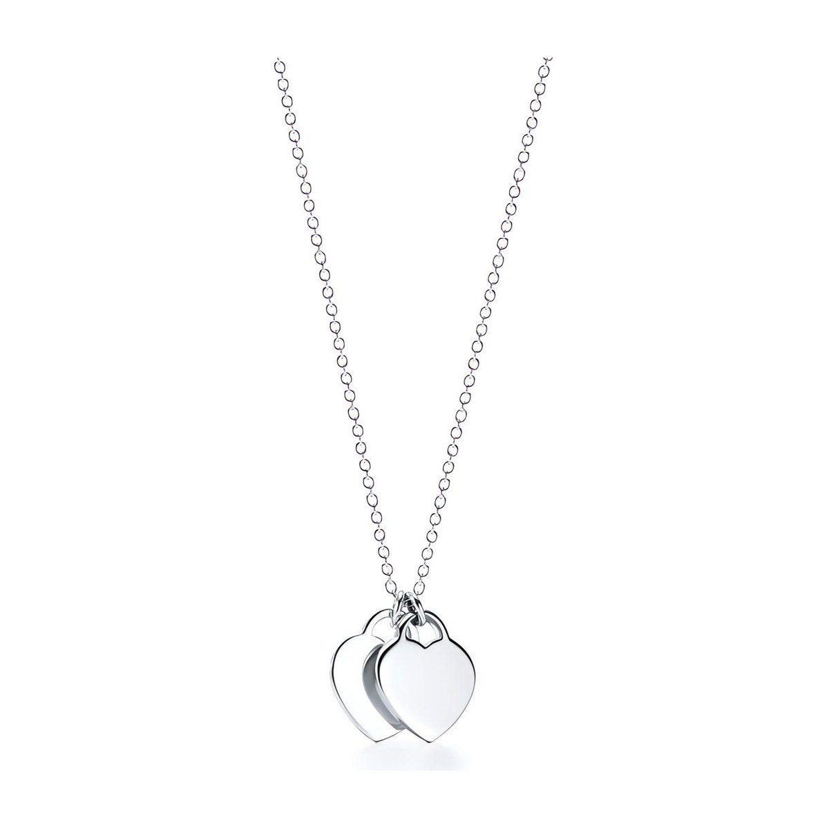 Tiffany & Co. Return to Tiffany Double Heart Pendant Necklace Silver/Red