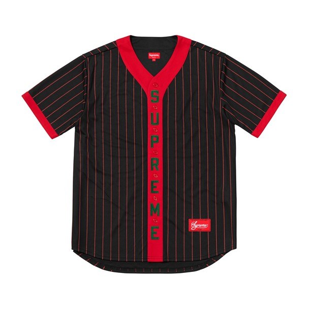 Supreme FW18 Vertical Logo Baseball Jersey Black