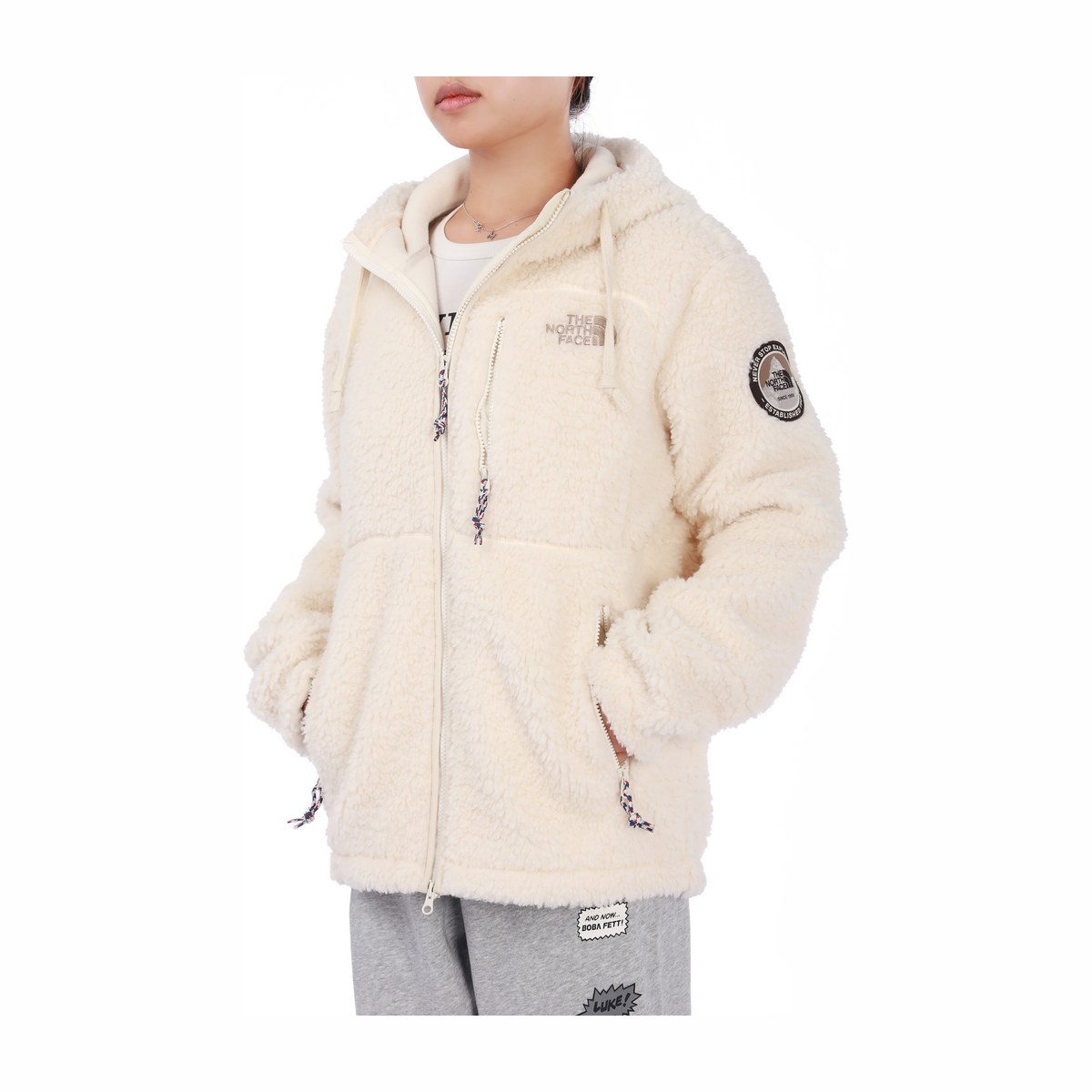 The North Face Logo Fleece Hoodie Beige