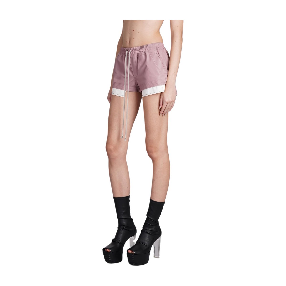 RICK OWENS RO Colorblock Drawstring Shorts Pink