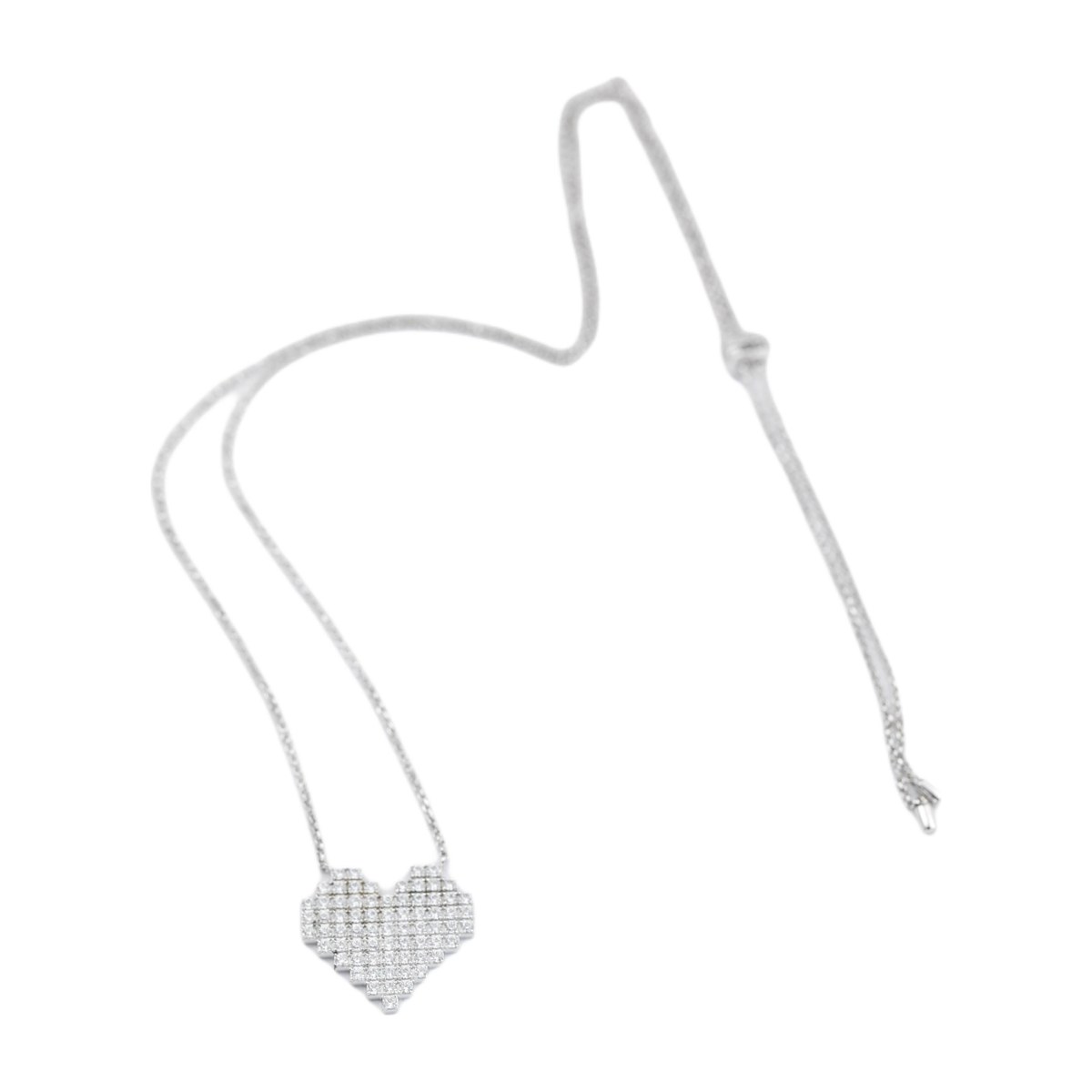 apm Monaco Heart Diamond Necklace 925 Silver