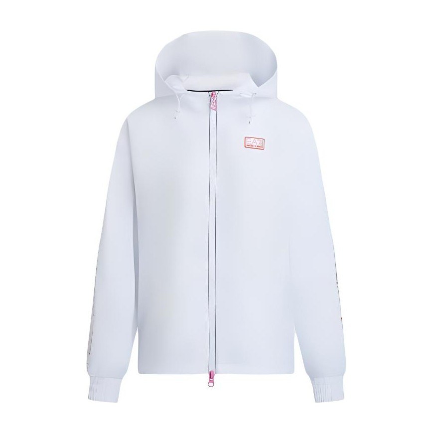 Emporio Armani EA7 SS24 Logo Hoodie Jacket White