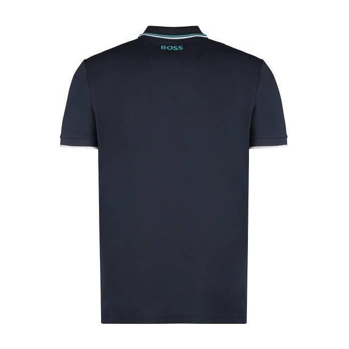 HUGO BOSS Striped Embroidered Polo Navy