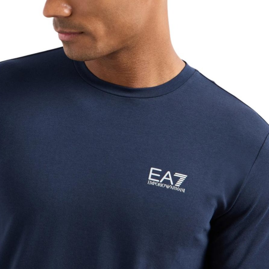 Emporio Armani EA7 SS24 Logo Long Sleeve T-Shirt Navy