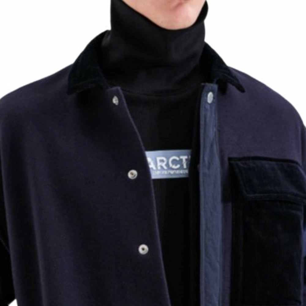 Emporio Armani FW22 Letter Print Turtleneck Sweatshirt Black