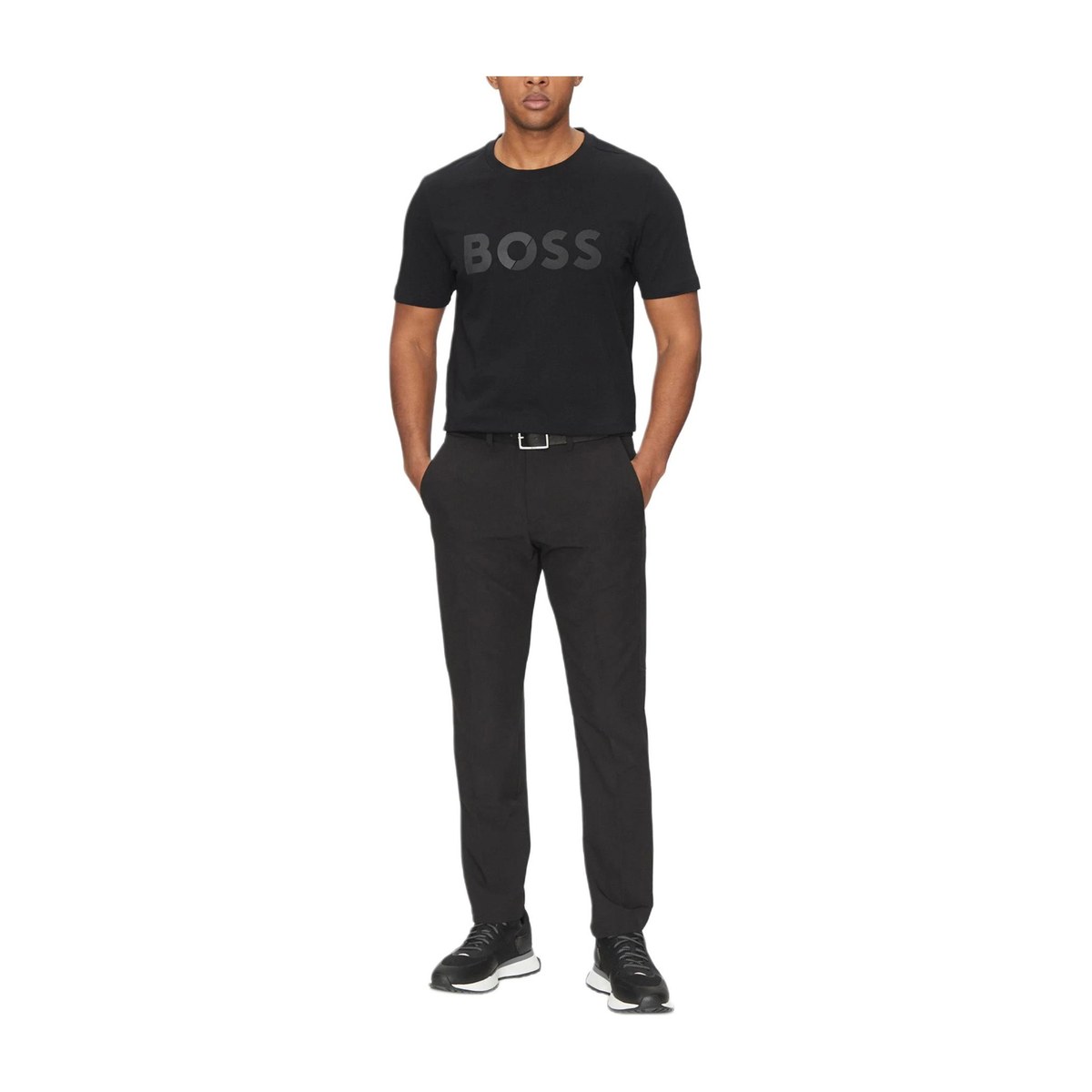 HUGO BOSS Lettered Crew Neck T-Shirt Black