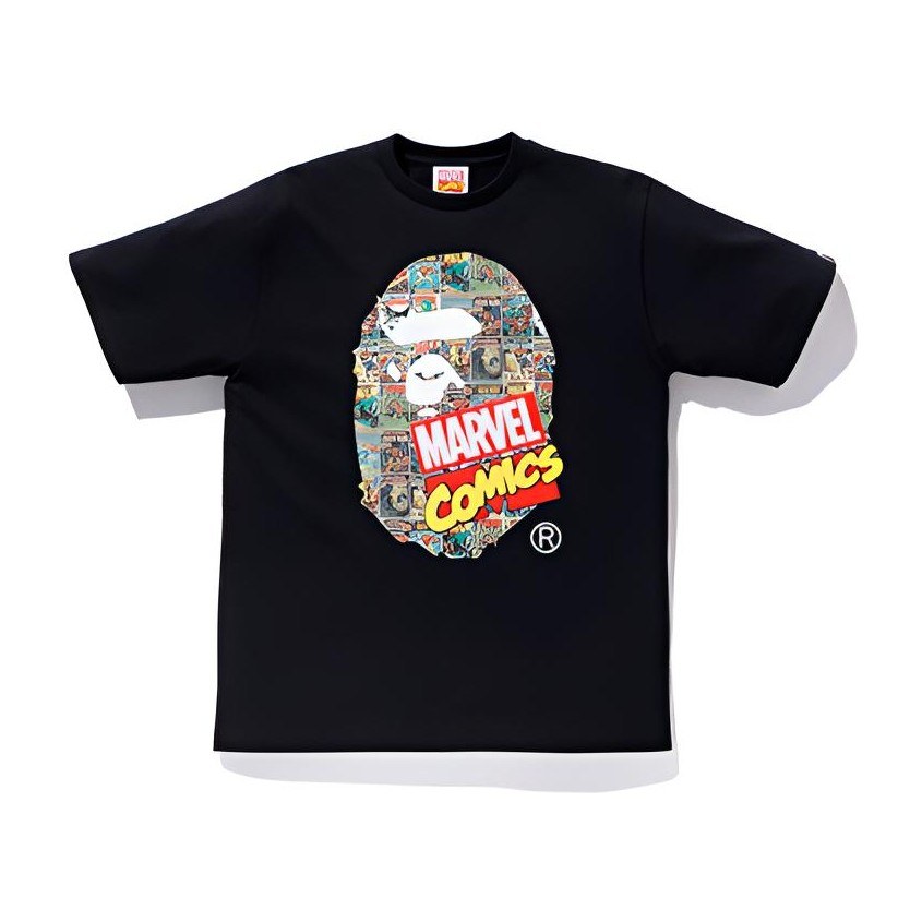A BATHING APE x Marvel Bape Head T-Shirt Black
