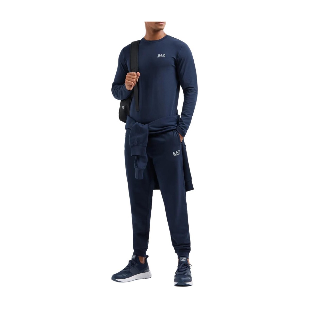 Emporio Armani EA7 SS24 Logo Long Sleeve T-Shirt Navy