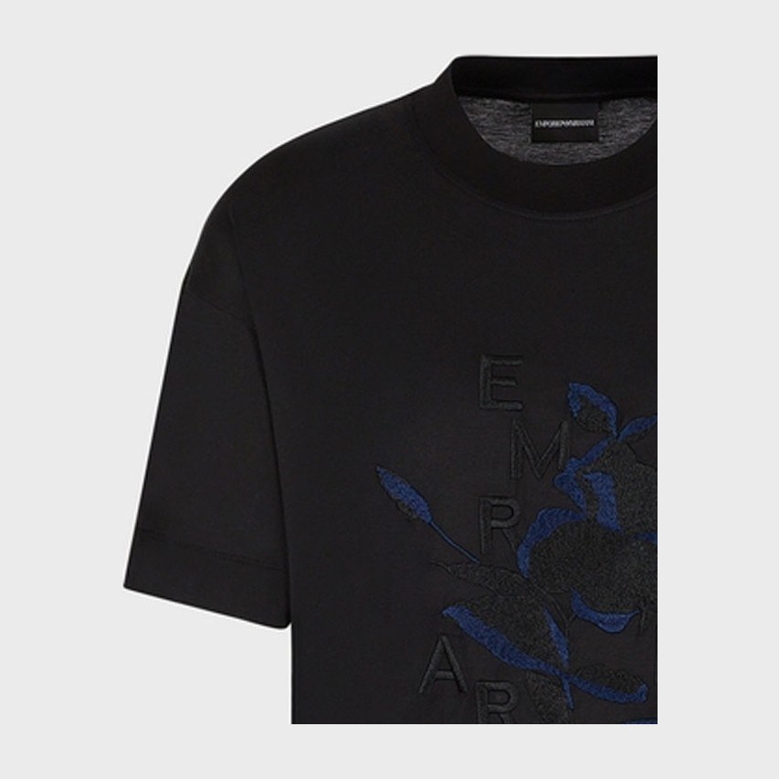 Emporio Armani SS23 Letter Print T-Shirt Black