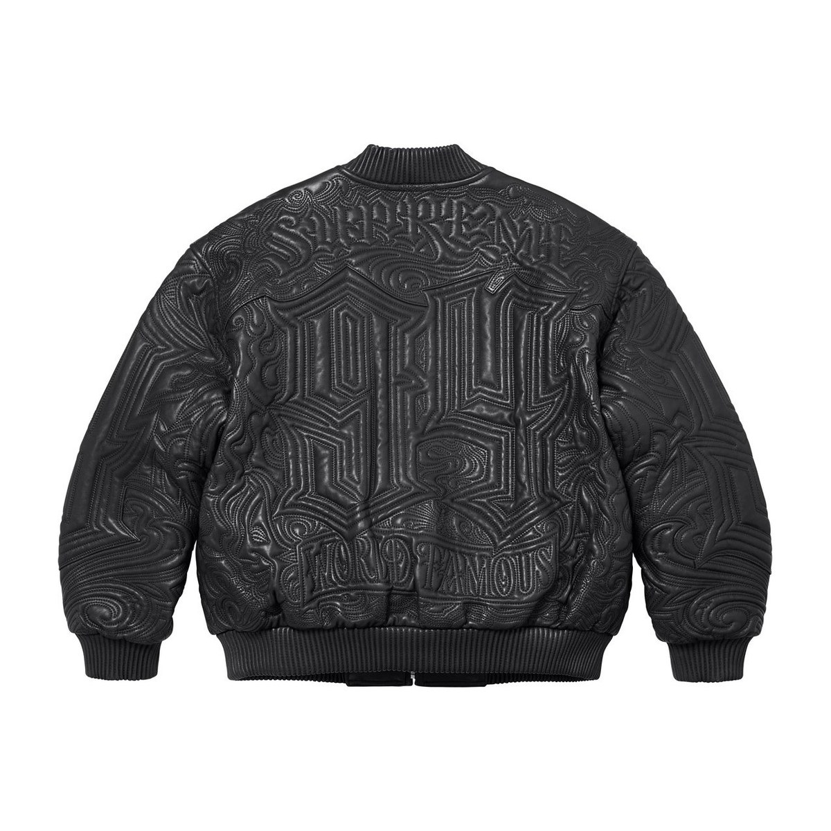 Supreme Mister Cartoon Embroidered Leather Jacket