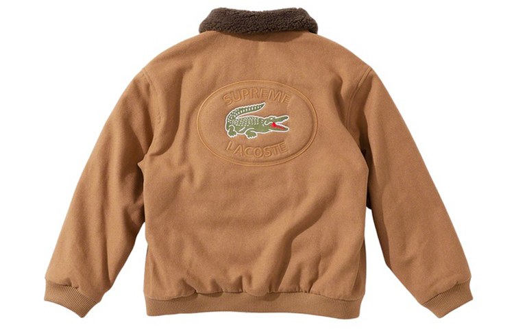 Supreme x LACOSTE FW19 Bomber Jacket Light Brown