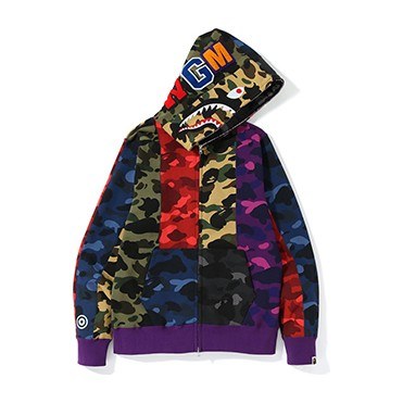 A BATHING APE BAPE MIX CAMO CRAZY SHARK FULL ZIP HOODIE