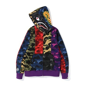 A BATHING APE BAPE MIX CAMO CRAZY SHARK FULL ZIP HOODIE