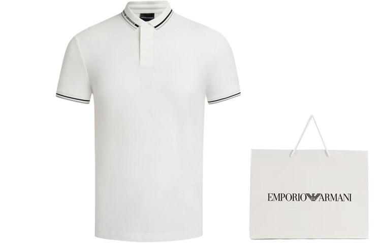 Emporio Armani SS24 Striped Polo White