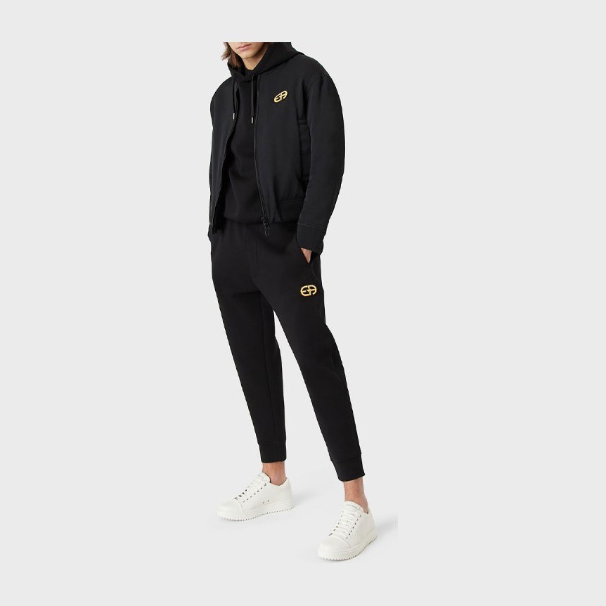 Emporio Armani SS22 Patch Zip Flight Jacket Black