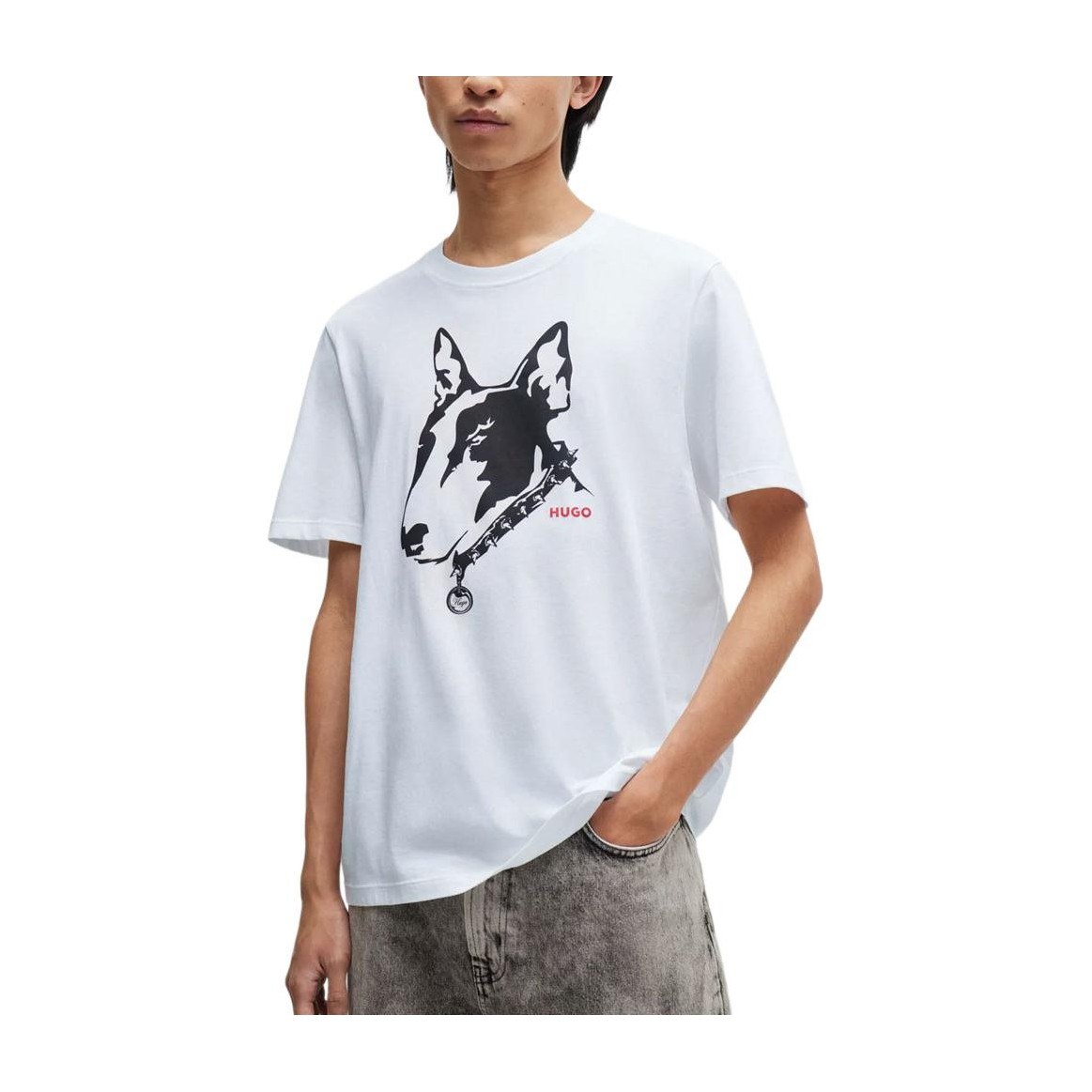 HUGO BOSS Cotton-Jersey T-Shirt With Dog Artwork T