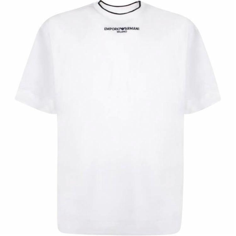 Emporio Armani Straight Fit Letter Print Tee White
