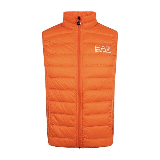 Emporio Armani Logo Print Sleeveless Down Vest Orange