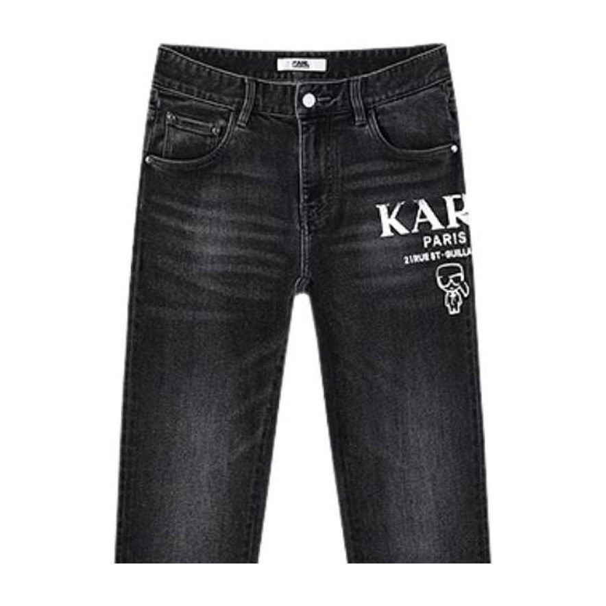 KARL LAGERFELD Graffiti Straight Jeans Gunmetal
