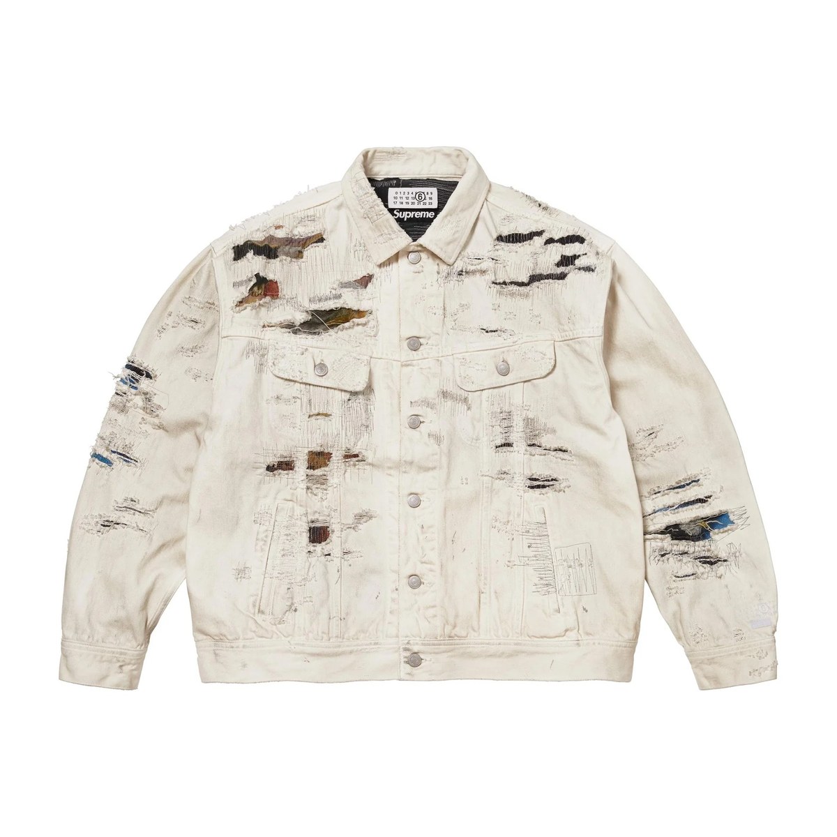 Supreme MM6 Maison Margiela SS26 WEEK4 Distressed Selvedge Denim Trucker Jacket