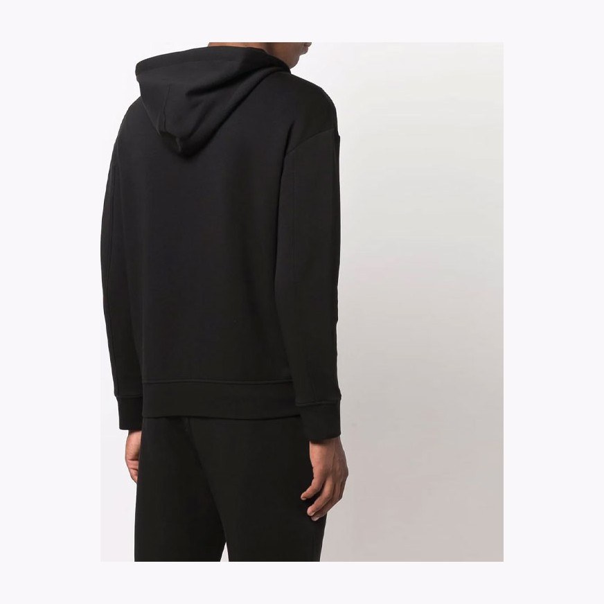 Emporio Armani Logo Embroidered Zip Hoodie Black