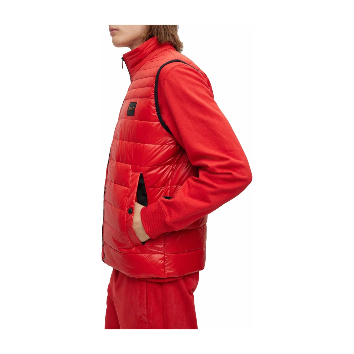 HUGO BOSS Logo Print Waterproof Jacket Red