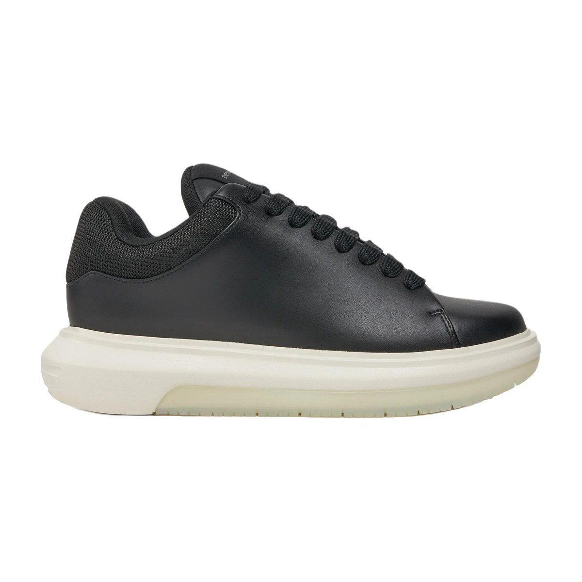 Emporio Armani Round Toe Thick Sole Lace-Up Low Sneakers Black