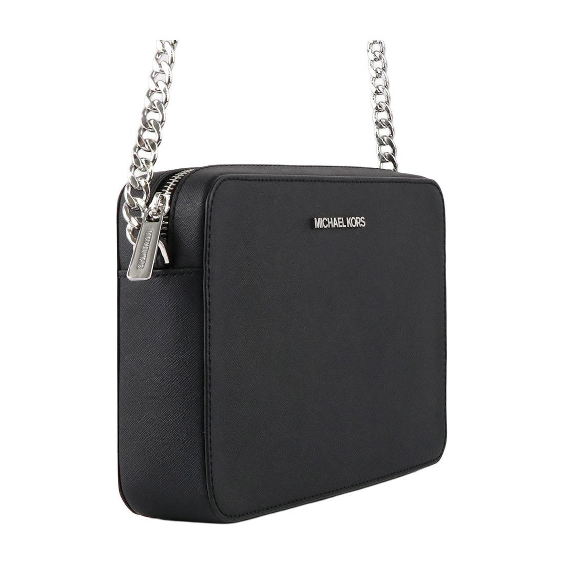 Michael Kors Jet Set Chain Logo Leather Shoulder Bag Large Black