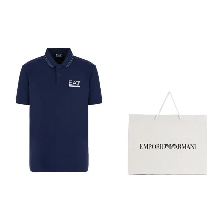 Emporio Armani EA7 SS24 Logo Polo Navy