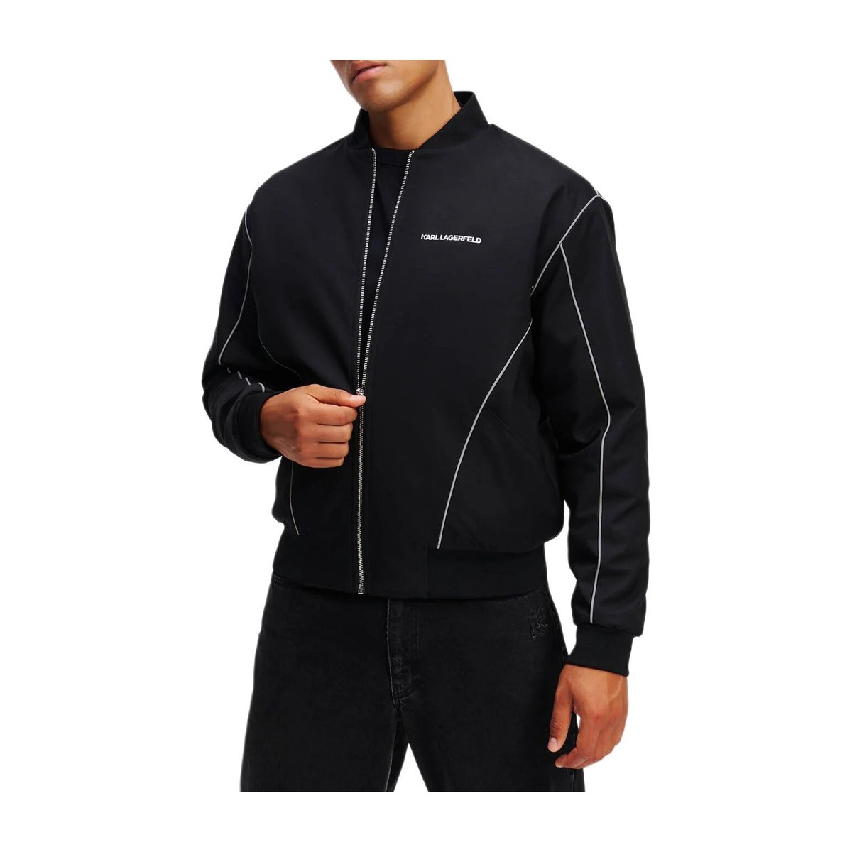 KARL LAGERFELD FW24 Reversible Baseball Collar Jacket Black