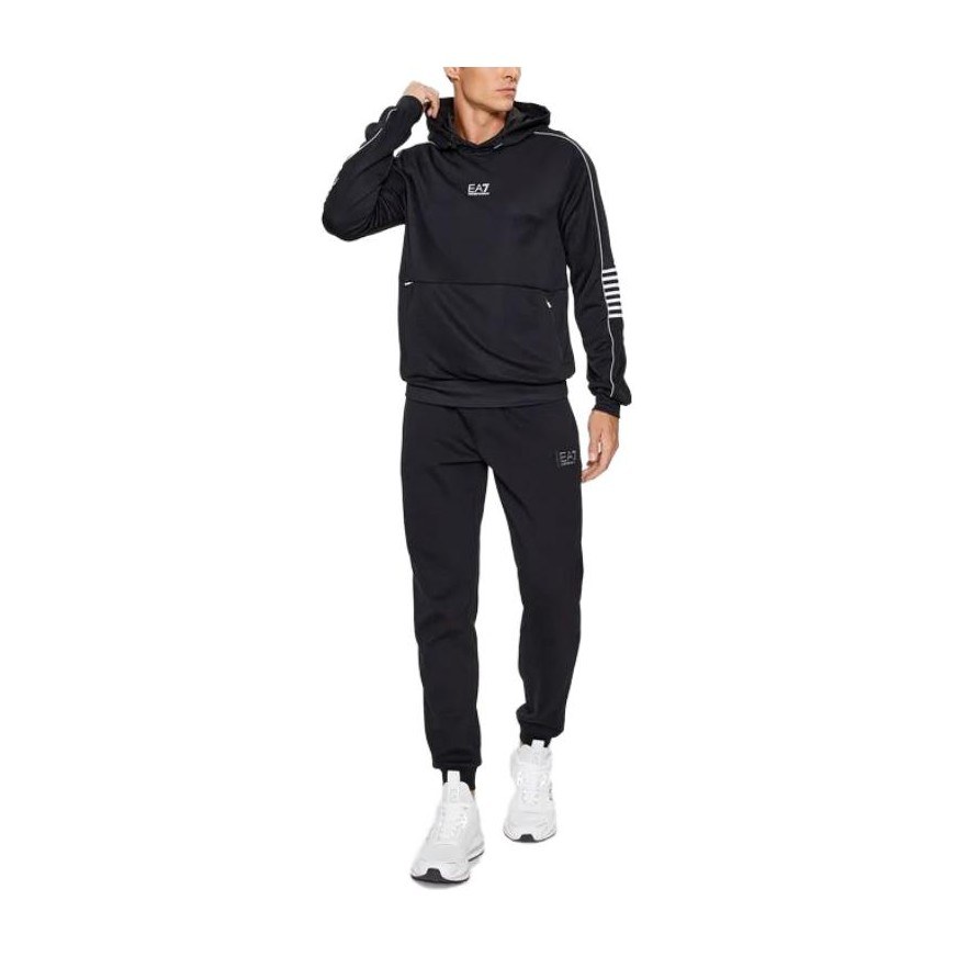 Emporio Armani EA7 Striped Hoodie Black