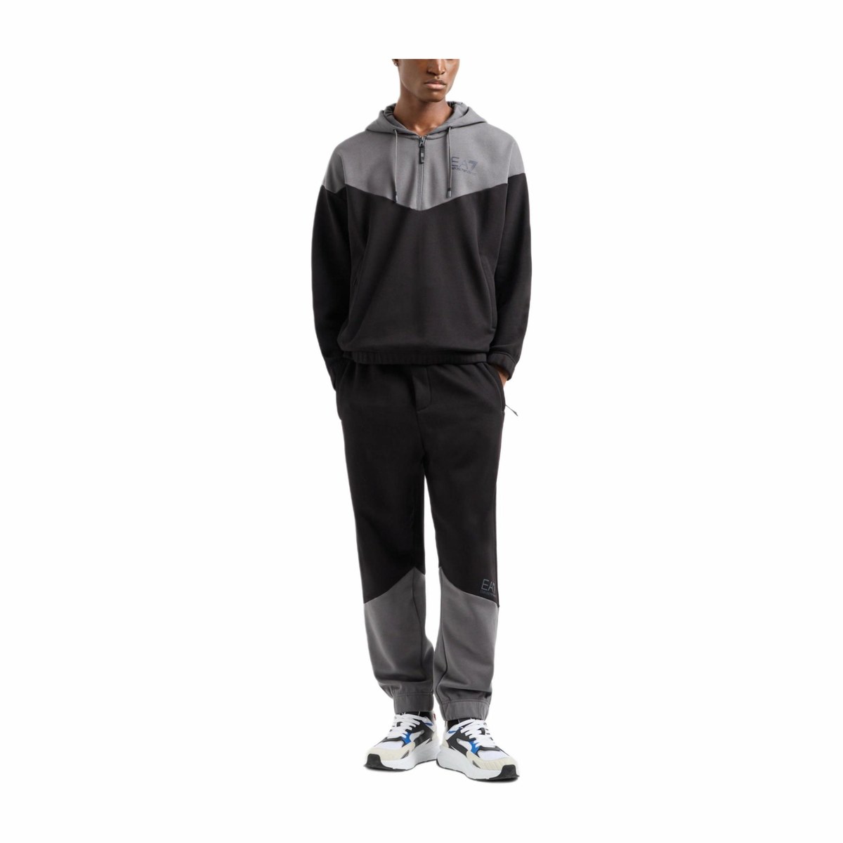 EMPORIO ARMANI EA7 Logo Hoodie Set Gray
