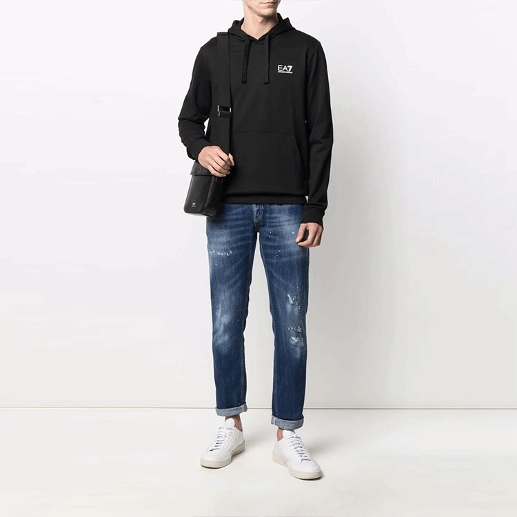 Emporio Armani Logo Hoodie Black