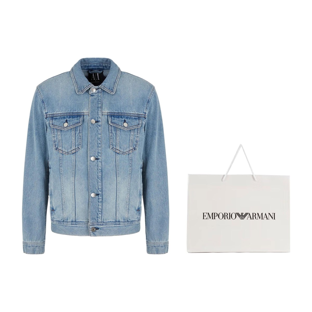Armani Exchange SS24 Washed Denim Jacket Indigo