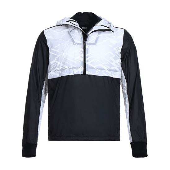 HUGO BOSS Logo Colorblock Hoodie Jacket Black