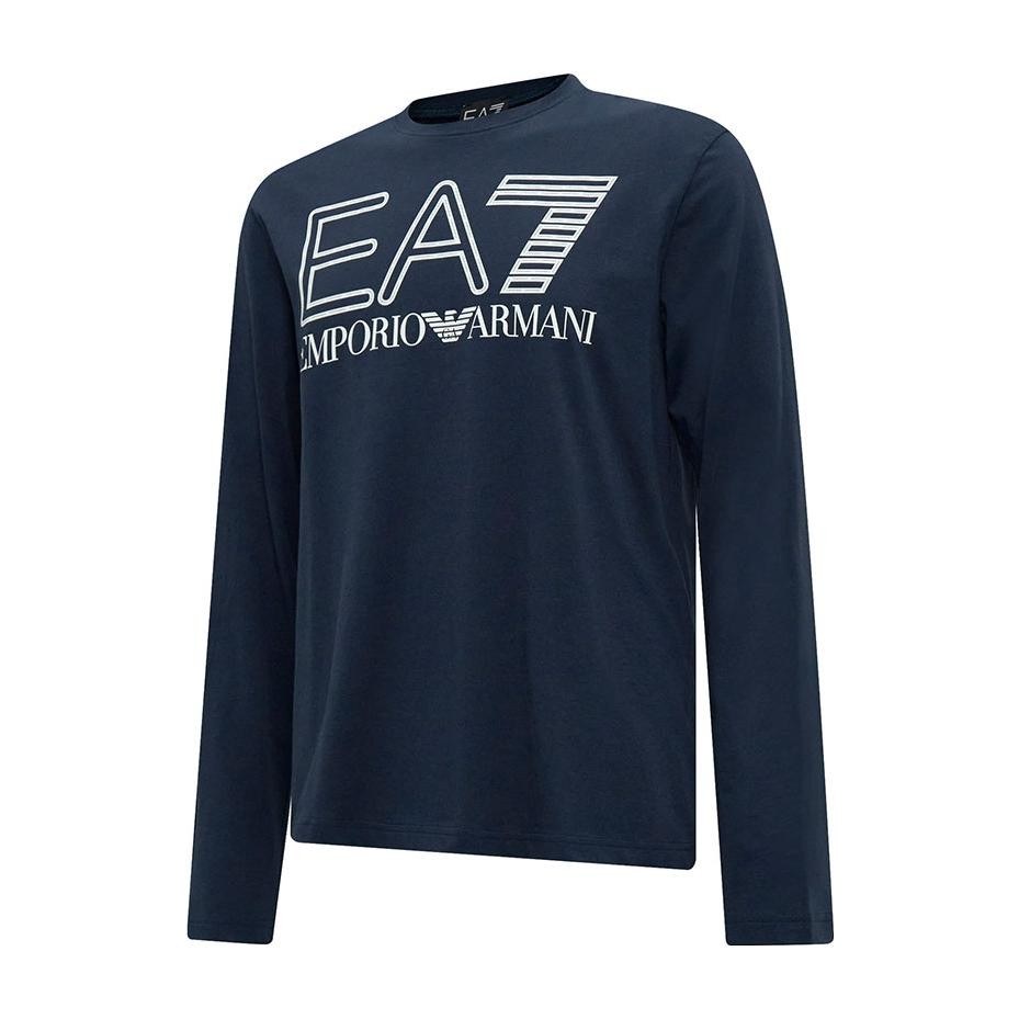 Emporio Armani EA7 Logo Long Sleeve T-Shirt Blue