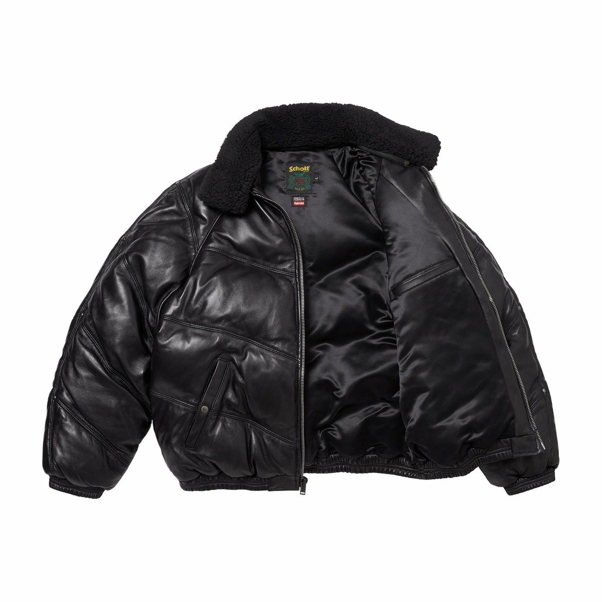 Supreme x Schott Chevron Leather Down Puffer Jacket