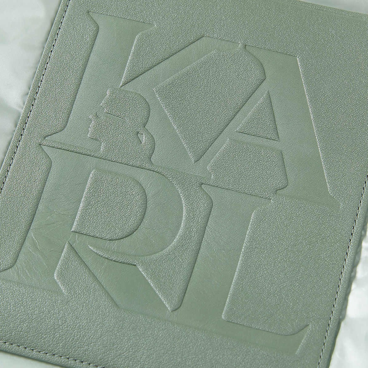 KARL LAGERFELD Printed Zip Pocket Hoodie Cotton Jacket Green