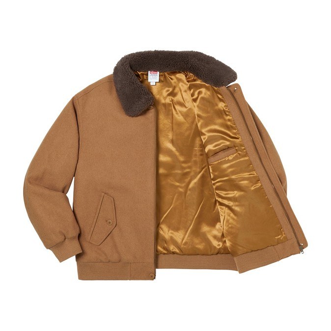 Supreme x LACOSTE FW19 Bomber Jacket Light Brown