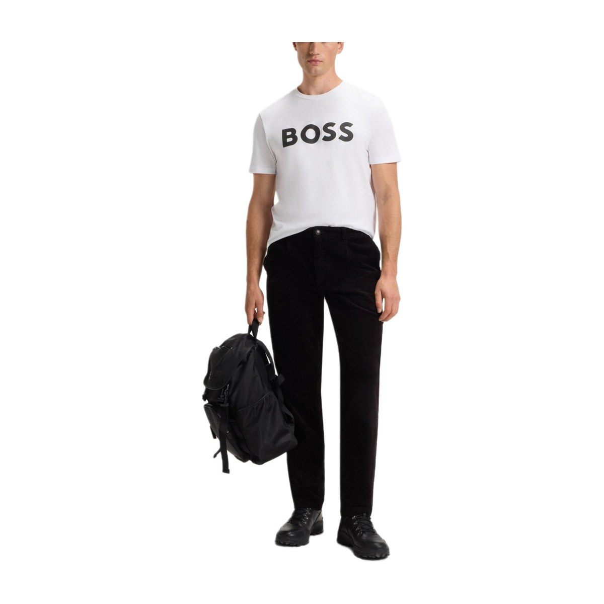 HUGO BOSS Letter Print Crew Neck T-Shirt White