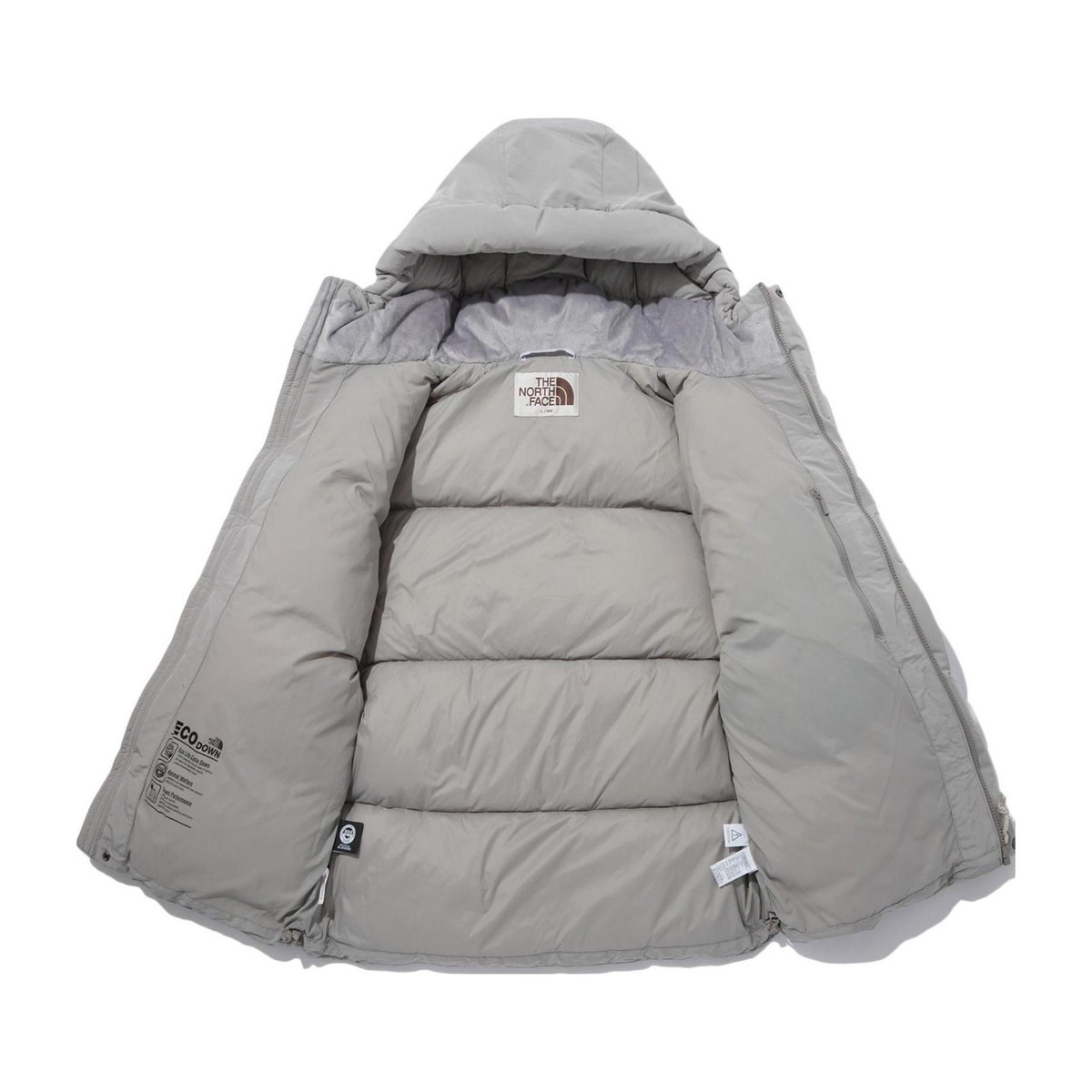 The North Face Logo Zip Hoodie Down Jacket Gray